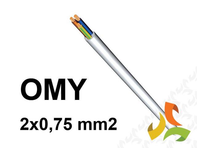 Przewód OMY 2x0,75 mm2 (300/300V) oponowy mieszkaniowy biały H03VV-F (krążki 100m) 5907702810775 ELEKTROKABEL