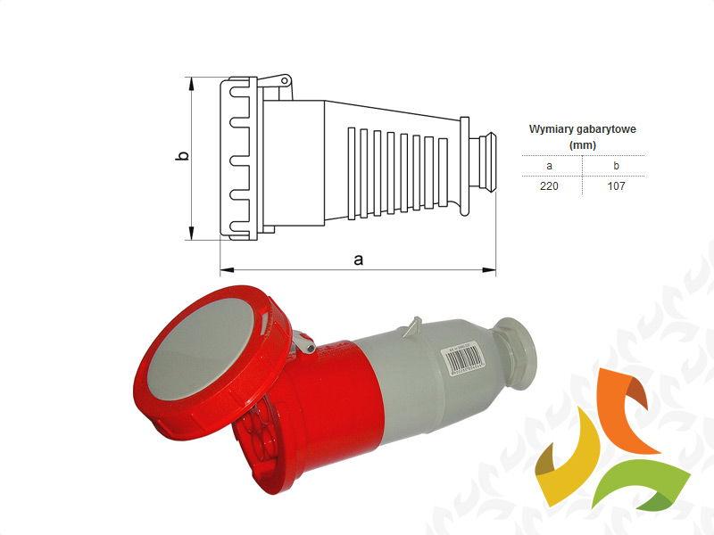 Gniazdo izolacyjne przenośne 63A/5/400V siłowe IP67 proste 2666-337 TAREL-0