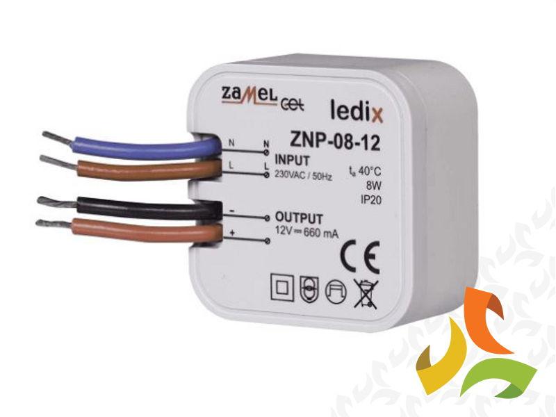 Zasilacz LED dopuszkowy 12V DC 8W ZNP-08-12 ZAMEL-0