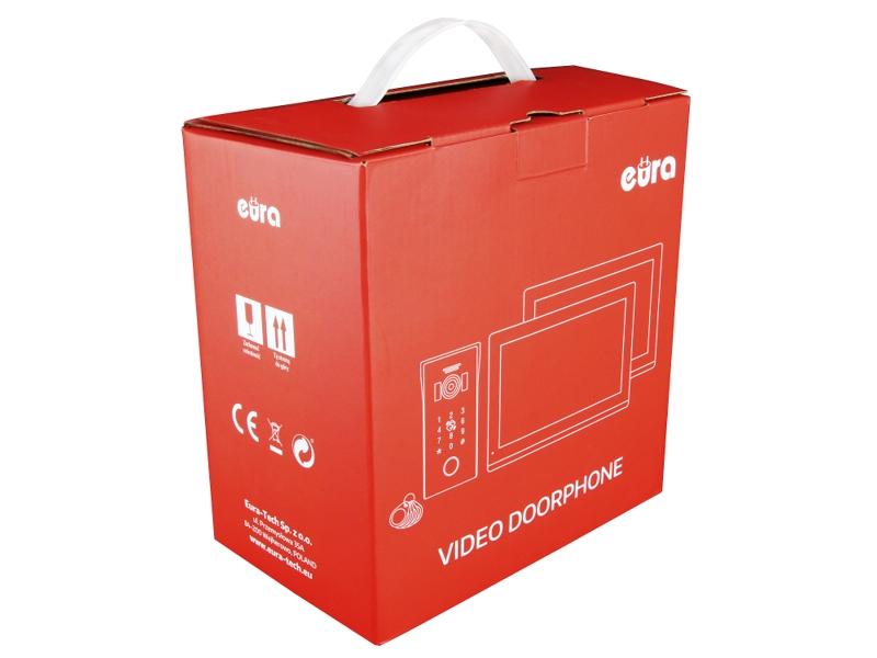 Wideodomofon "EURA" VDP-80C5 dwurodzinny czarny 2x LCD 7'' FHD obsługa 2 wejść kamera 1080p. czytnik RFID natynk C51A180 EURA-TECH-1