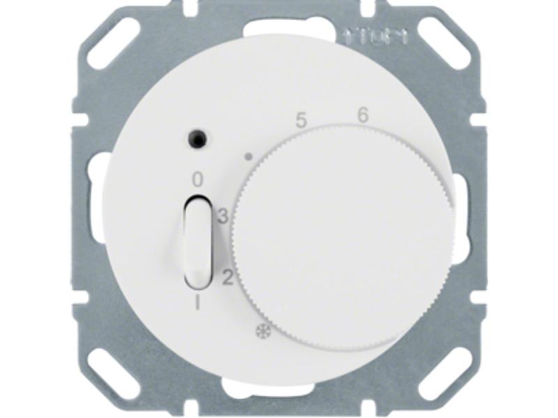 BERKER R.1/R.3 Regulator temperatury pomieszczenia ze stykiem zwiernym biały połysk 20302089 HAGER
