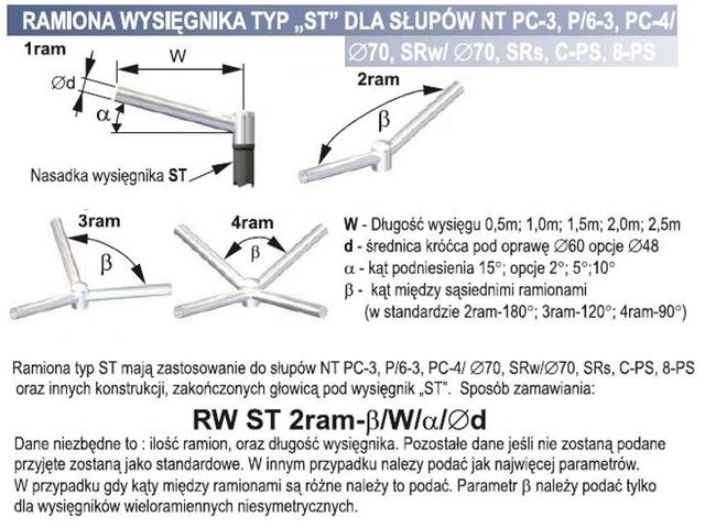 Ramię wysięgnika RW ST 1r/2,0m/15st/Fi60 wysięgnik 1-ramienny 3.01.003.99100.23651 ELEKTROMONTAŻ RZESZÓW