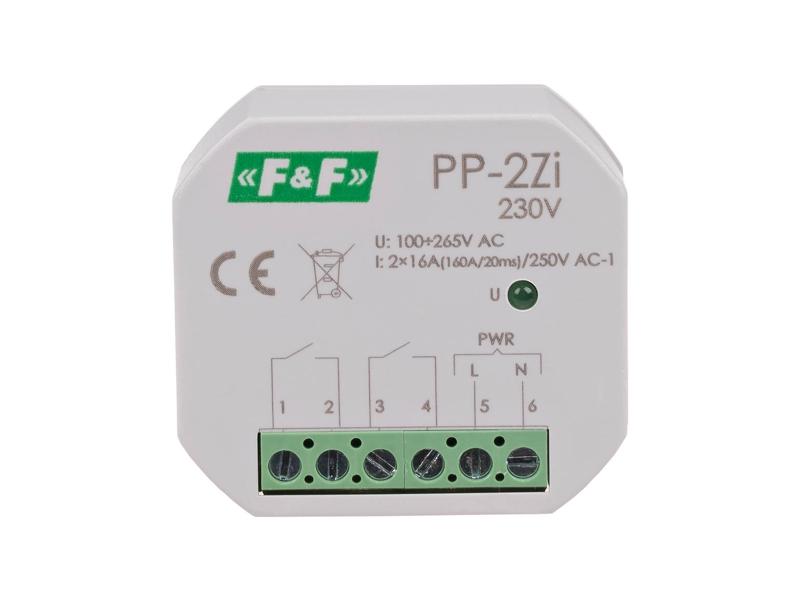 Przekaźnik elektromagnetyczny 2Z 16A montaż podtynkowy 100-265V AC styk:2Z 16A (160A/20ms) PP-2Z-LED-230V F&F FILIPOWSKI-0