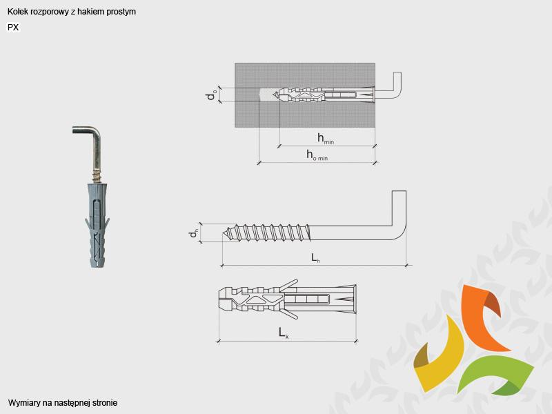 PX 8/4,8x55 hak rozporowy prosty (100szt)