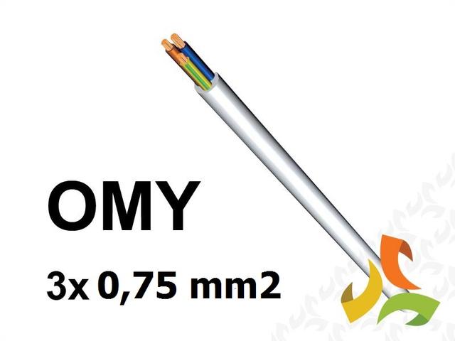 Przewód OMY 3x0,75 mm2 (300/300V) oponowy mieszkaniowy biały H03VV-F (krązki 100m) 5907702810812 ELEKTROKABEL