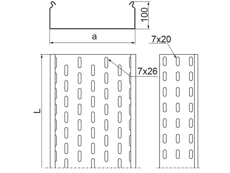 Korytko KCP150H100/3 N grubość blachy 1,5mm 110815 BAKS-1