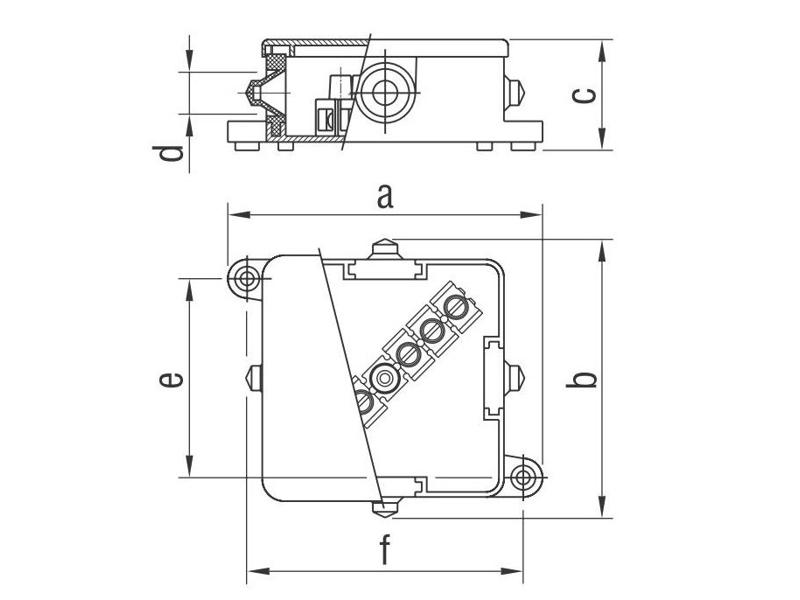 Puszka hermetyczna natynkowa 106x95x38 mm odgałęźnik 5x2,5 mm2 IP44 042 TAREL-1