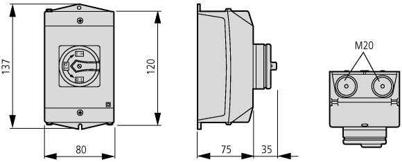 Rozłącznik krzywkowy 3P 20A 0-2-1 (zero dwa jeden) w obudowie IP65 ze stykiem NO T0-2-15679/I1/SVB 207149 EATON-4