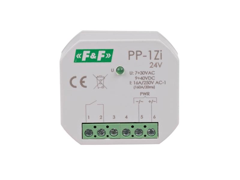 Przekaźnik elektromagnetyczny 1Z 16A montaż podtynkowy 7-30VAC/9-40VDC 1Z 16A (160A/20ms) PP-1Z-LED-24V F&F FILIPOWSKI-0