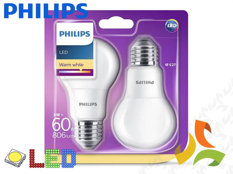 [2 sztuki] Żarówka LED 9-60W 806lm A60 E27 827 2700K FR ND 2BC/6 871869657683000 PHILIPS