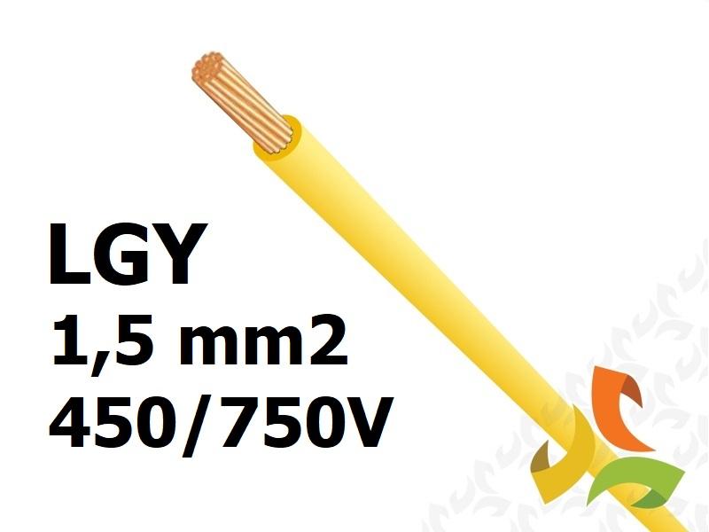 Przewód LGY 1,5 mm2 żółty (450/750V) jednożyłowy linka H07V-K (krążki 100m) 29137 HELUKABEL-0