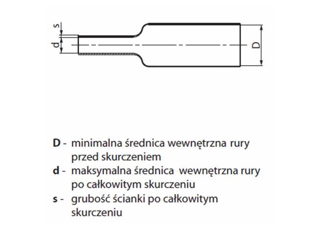 Rura termokurczliwa RCH1 12,7/6,4x1-ŻT WRJCC1271640010030K1 RADPOL