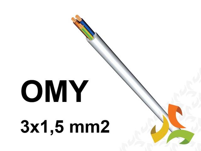 Przewód OMY 3x1,5 mm2 (300/300V) oponowy mieszkaniowy biały H03VV-F (krążki 100m) 5907702810836 ELEKTROKABEL