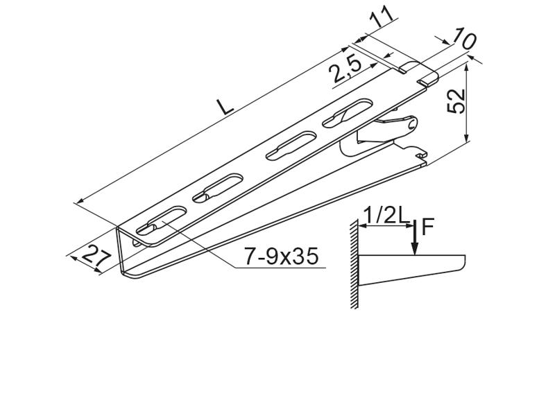 Wysięgnik WZSM100 grubość blachy 2,0mm 710211 BAKS-1