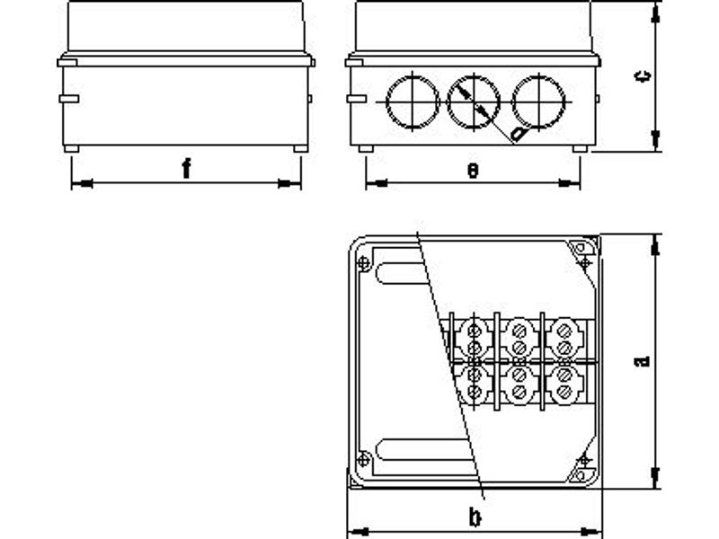 Puszka hermetyczna natynkowa 166x166x100 mm odgałęźnik 5x25 mm2 IP44 039 TAREL-1