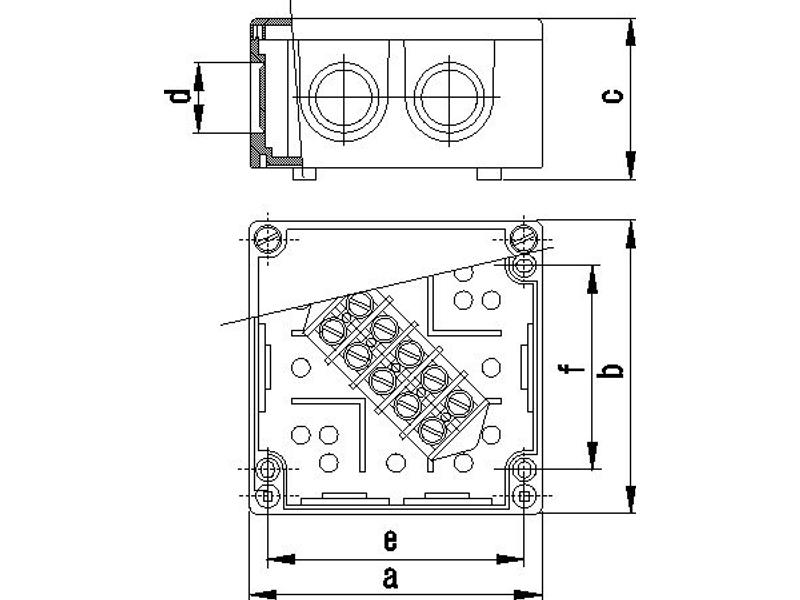 Puszka hermetyczna natynkowa 100x100x56 mm odgałęźnik 5x4 mm2 IP44 037 TAREL-1