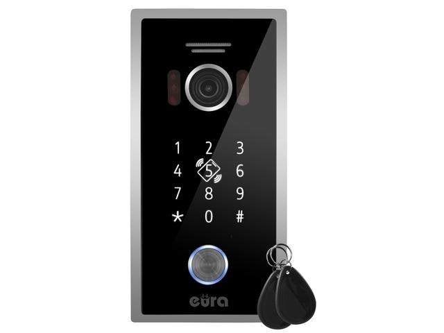 Kaseta zewnętrzna wideodomofonu "EURA" VDA-51C5/P czarna kamera 1080p. czytnik RFID szyfrator podtynk C53A152 EURA-TECH