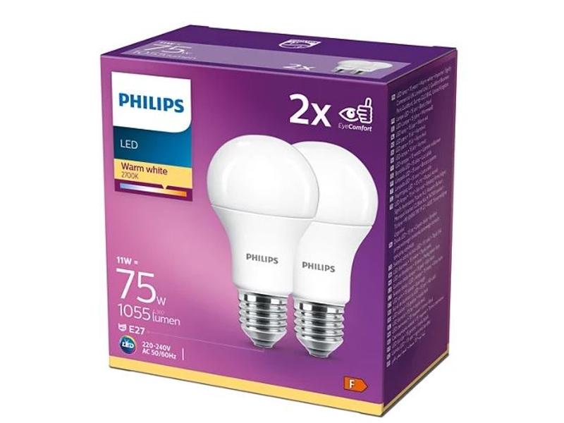 [2 sztuki] Żarówka LED 11-75W 1055lm A60 E27 827 2700K FR ND 2CT/SRT6 8718699726973 PHILIPS