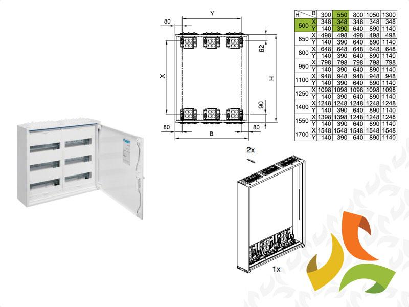 Rozdzielnica natynkowa FWB 72 modułowa IP44 II kl. kompletna FWB32S HAGER-1