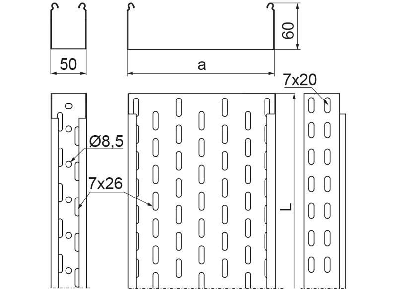 Korytko KCL400H60/3 N grubość blachy 0,7mm 160240 BAKS-1