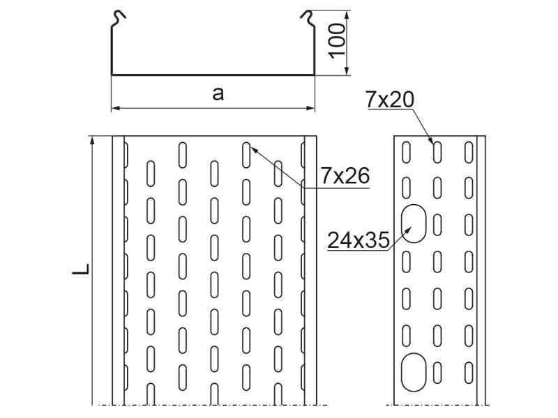 Korytko KOP200H100/3 N grubość blachy 1,5mm 111220 BAKS-1