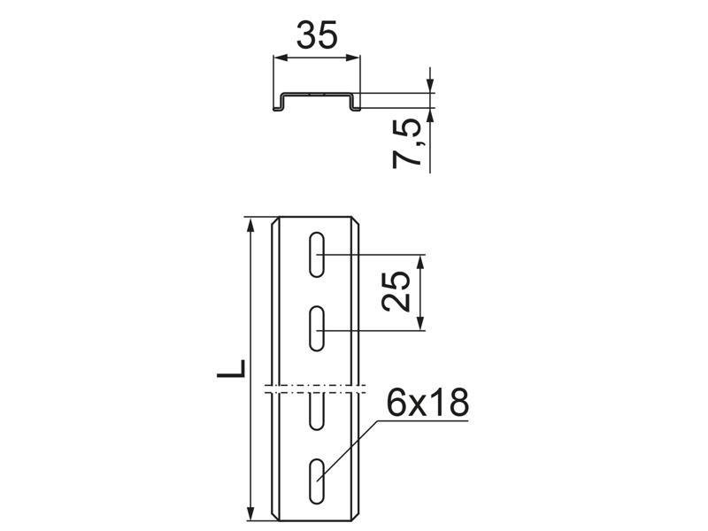 Szyna EURO SZP35H7/2 grubość blachy 1,0mm 613120 BAKS-1