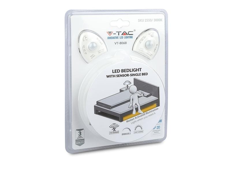 Zestaw 2x taśma LED z czujnikiem ruchu VT-8068 30 SMD 2835 pasek 12V 6W biała neutralna 4500K IP20 1,5m 2551 V-TAC-0