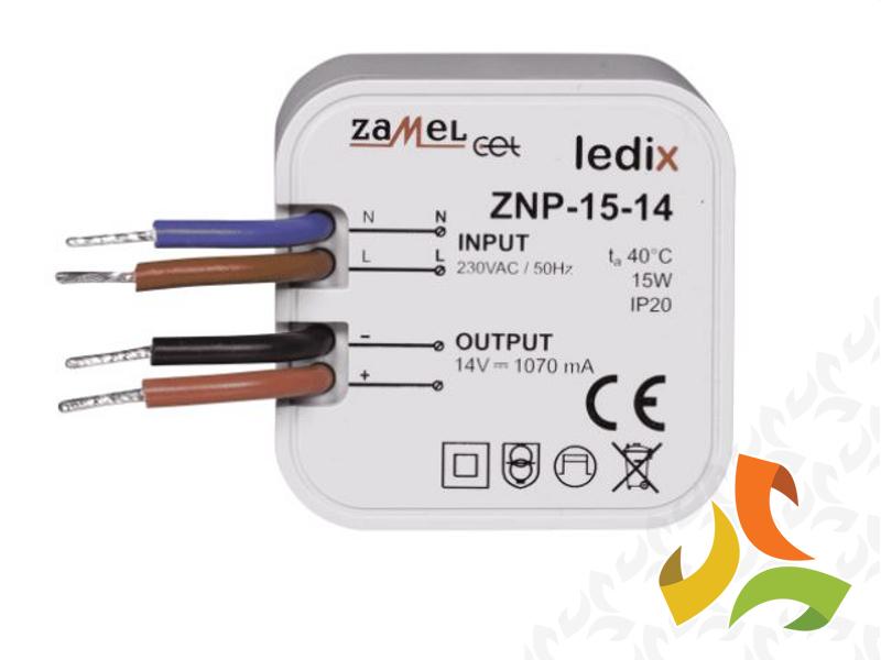 Zasilacz LED dopuszkowy 14V DC 15W ZNP-15-14 ZAMEL