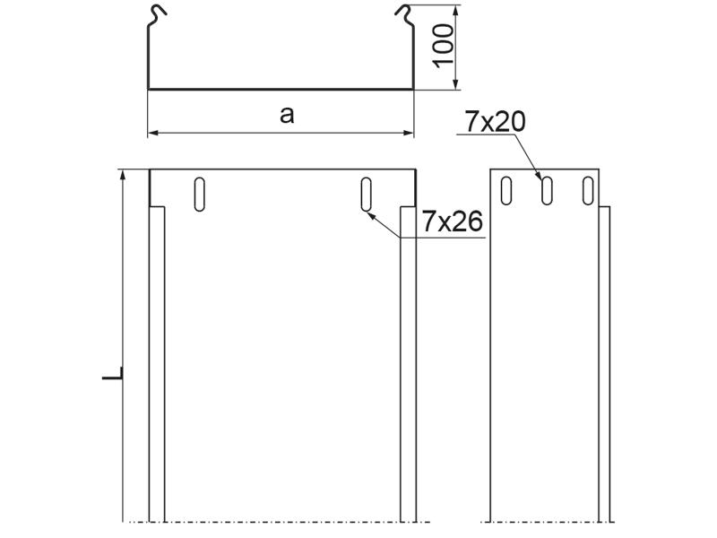 Korytko KBJ400H100/3 grubość blachy 1,0mm 111640 BAKS-1