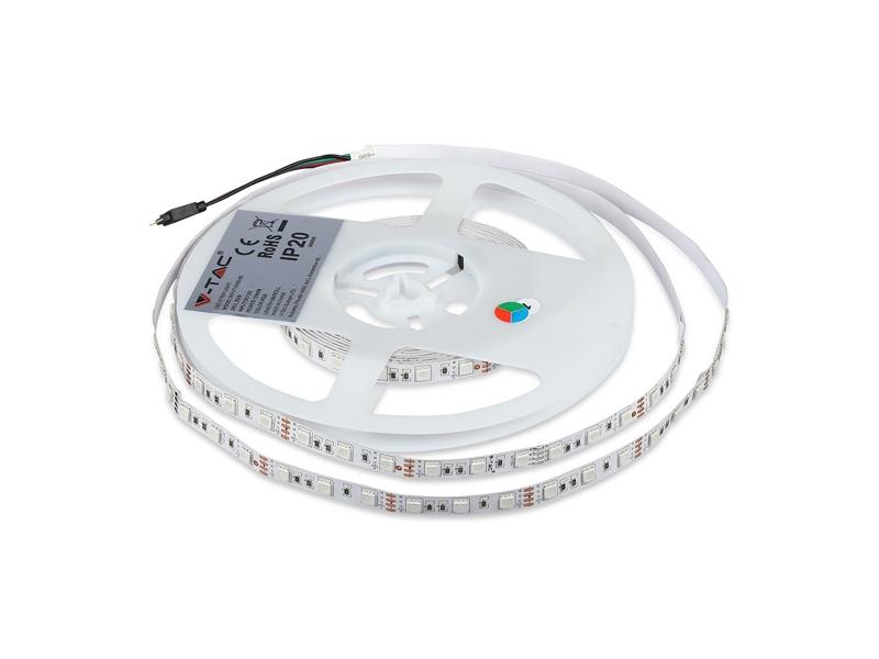 Zestaw Taśma LED VT-5050 60 SMD 5050 pasek 12V 10W RGB z zasilaczem i sterownikiem IP20 5m 2558 V-TAC-0