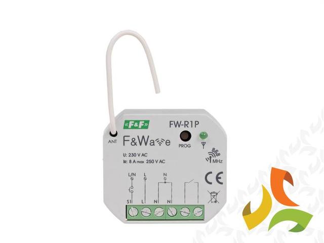 Pojedynczy przekaźnik bistabilny bezprzewodowy F&Wave 1-kanałowy moduł dopuszkowy FW-R1P F&F FILIPOWSKI