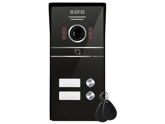 Kaseta zewnętrzna wideodomofonu "EURA" VDA-62C5 dwurodzinna czarna kamera 1080p. czytnik RFID natynk C53A162 EURA-TECH