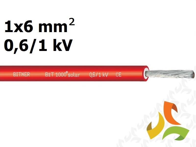 Kabel przewód solarny do instalacji fotowoltaicznych 1x6 mm2 0,6/1kV BiT 1000 Solar czerwony S66463.05 BITNER