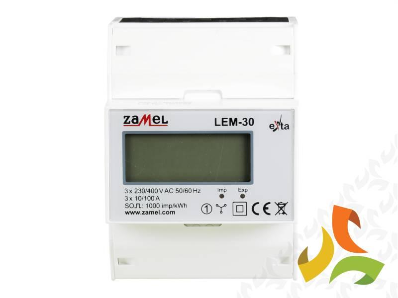 Licznik energii elektrycznej 3-fazowy 100A LCD LEM-30 ZAMEL