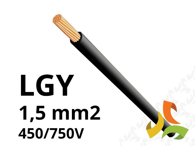 Przewód LGY 1,5 mm2 czarny (300/500V) jednożyłowy linka (krążki 100m) 29129 HELUKABEL